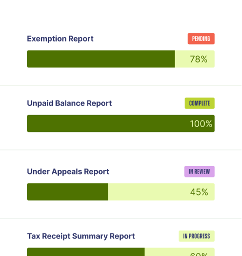 Animation showing a list of accounts managed in SmartFusion's Tax Collection module