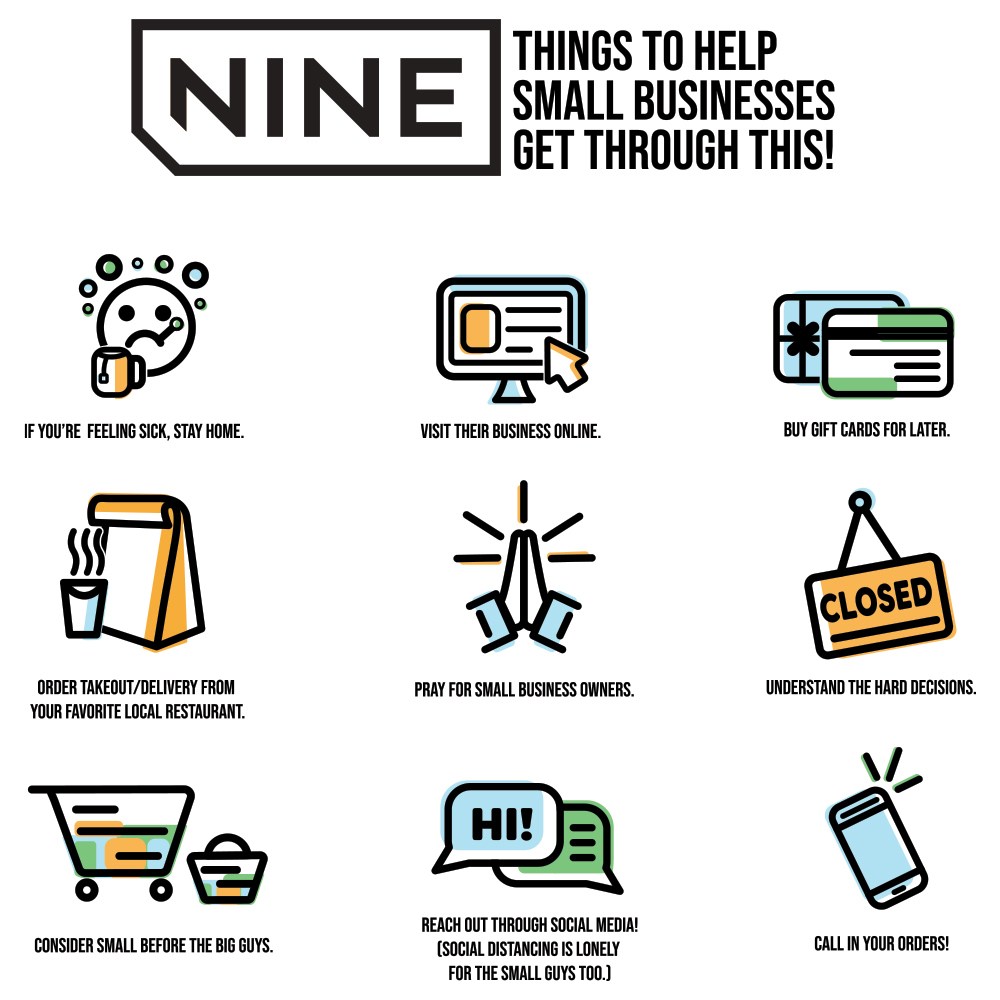 NINE THINGS TO HELP SMALL BUSINESSES GET THROUGH COVID-19 SOCIAL DISTANCING