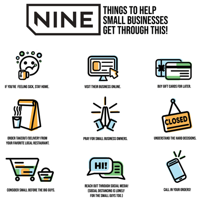 NINE THINGS TO HELP SMALL BUSINESSES GET THROUGH COVID-19 SOCIAL DISTANCING