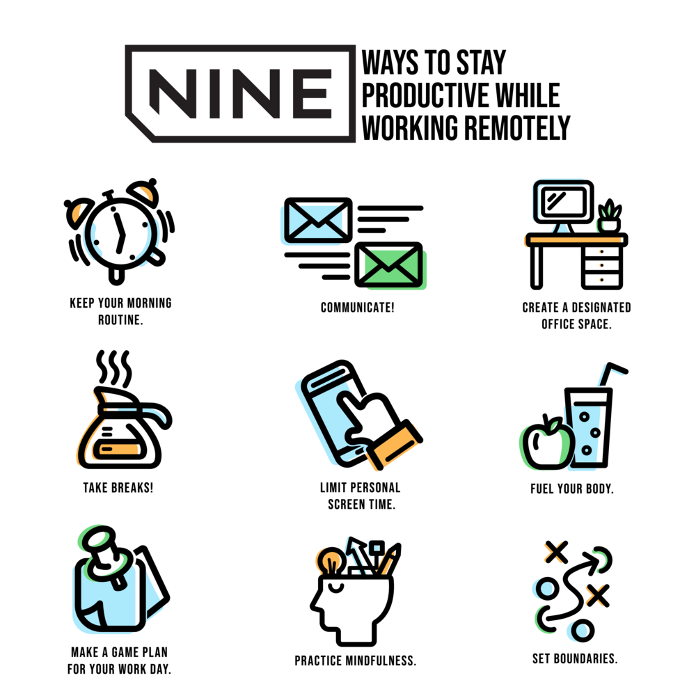 NINE WAYS TO STAY PRODUCTIVE WHILE WORKING REMOTELY
