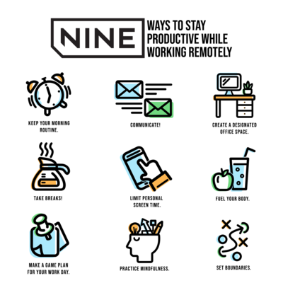 NINE WAYS TO STAY PRODUCTIVE WHILE WORKING REMOTELY
