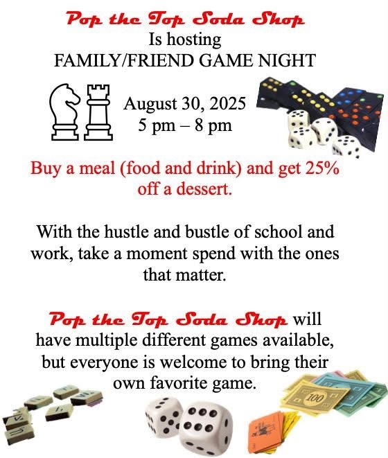 Pop the Top Soda Shop Game Night