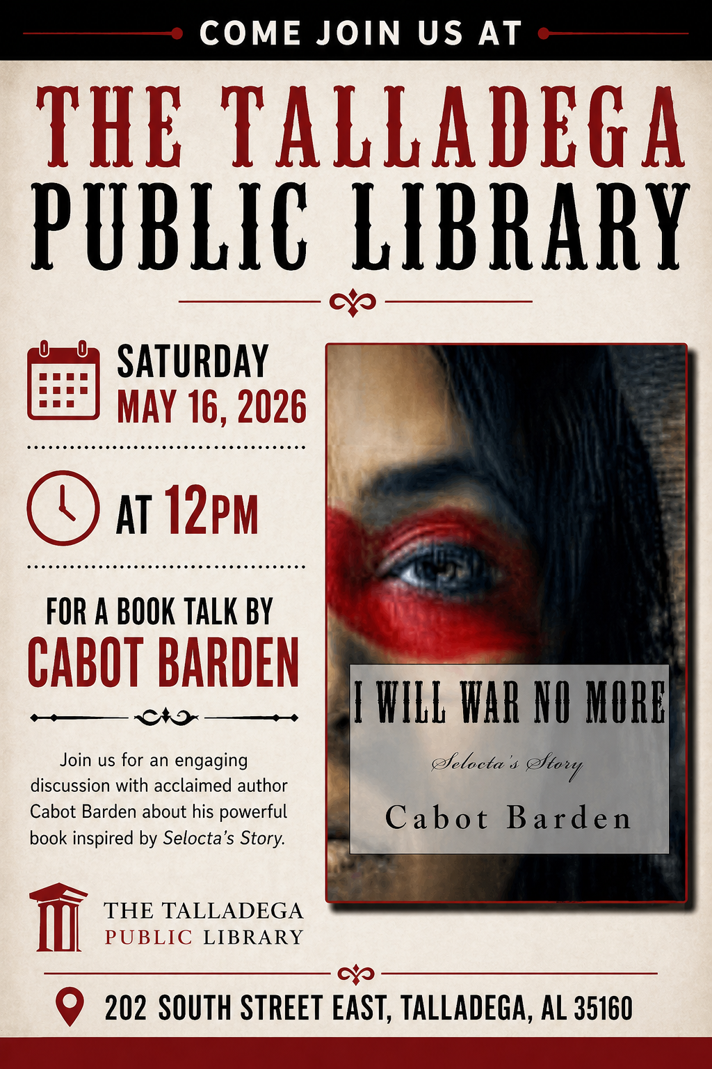 Book Talk by Cabot Barden