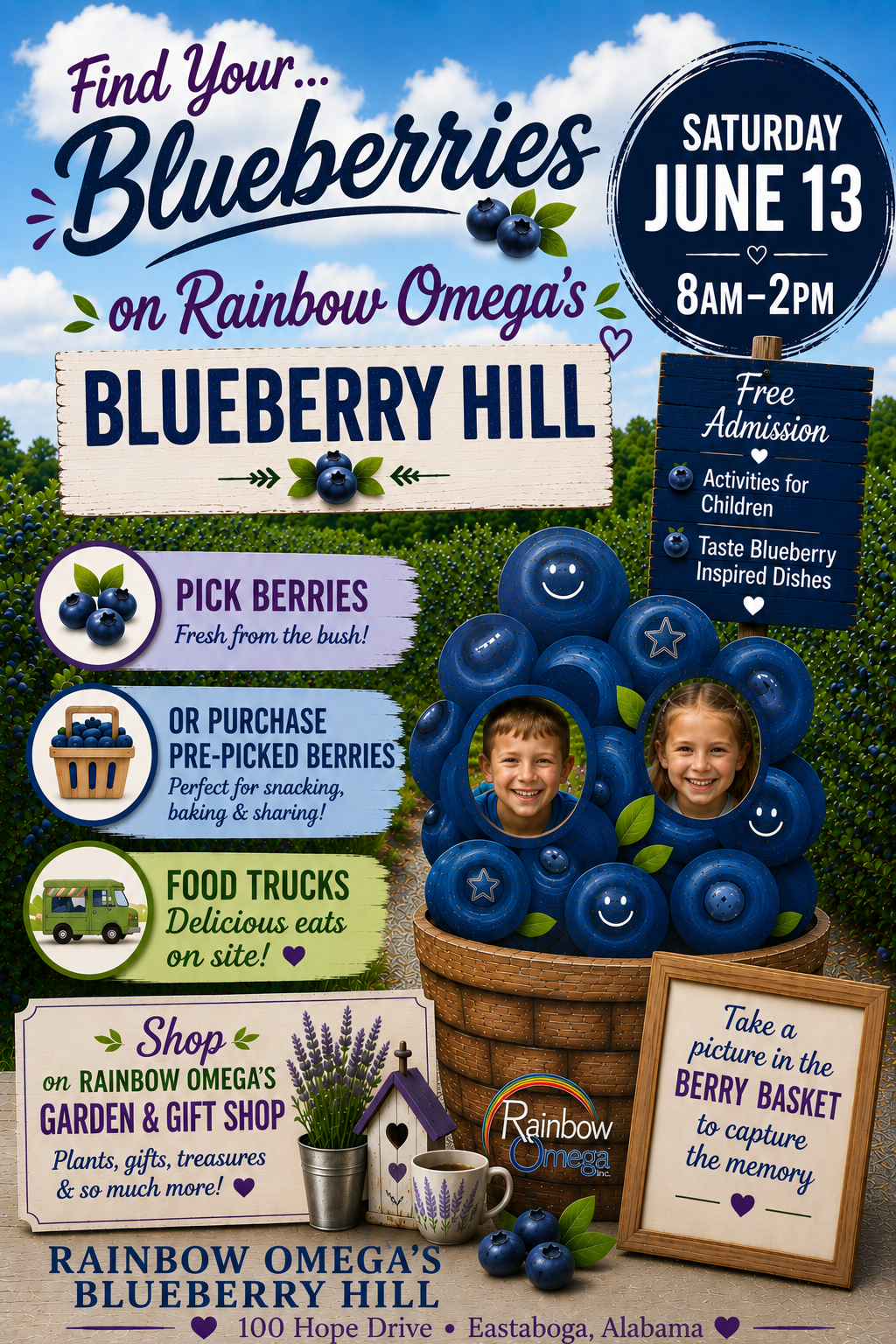 4th Annual Berry Picking Day on Rainbow Omega’s Blueberry Hill