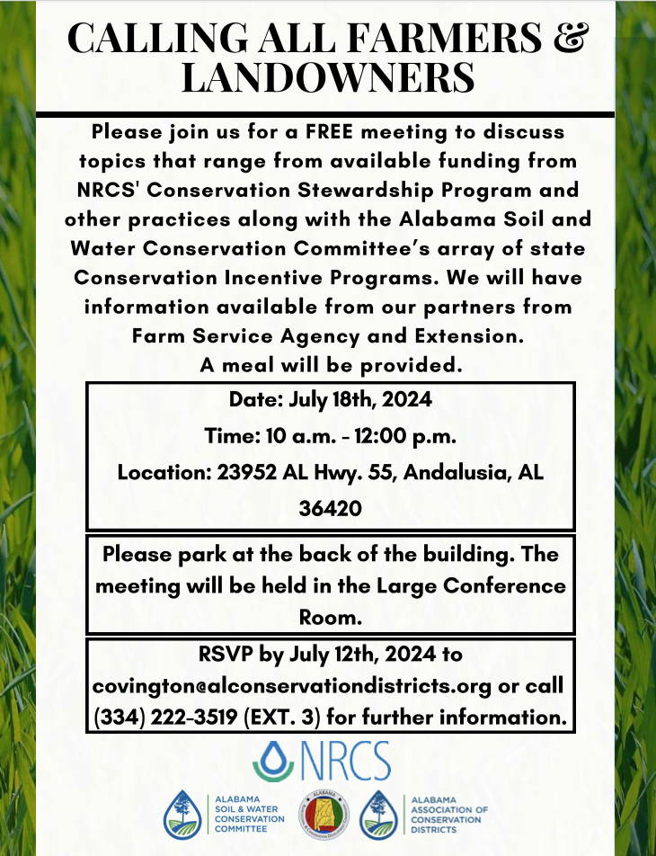 Covington County Farmer and Landowner Outreach Meeting hosted by the Soil and Water Conservation group