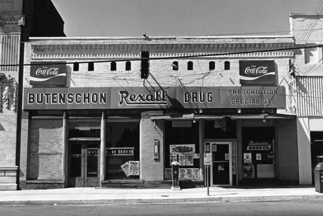 Butenschon Drug Company on Main Street, ca. 1979