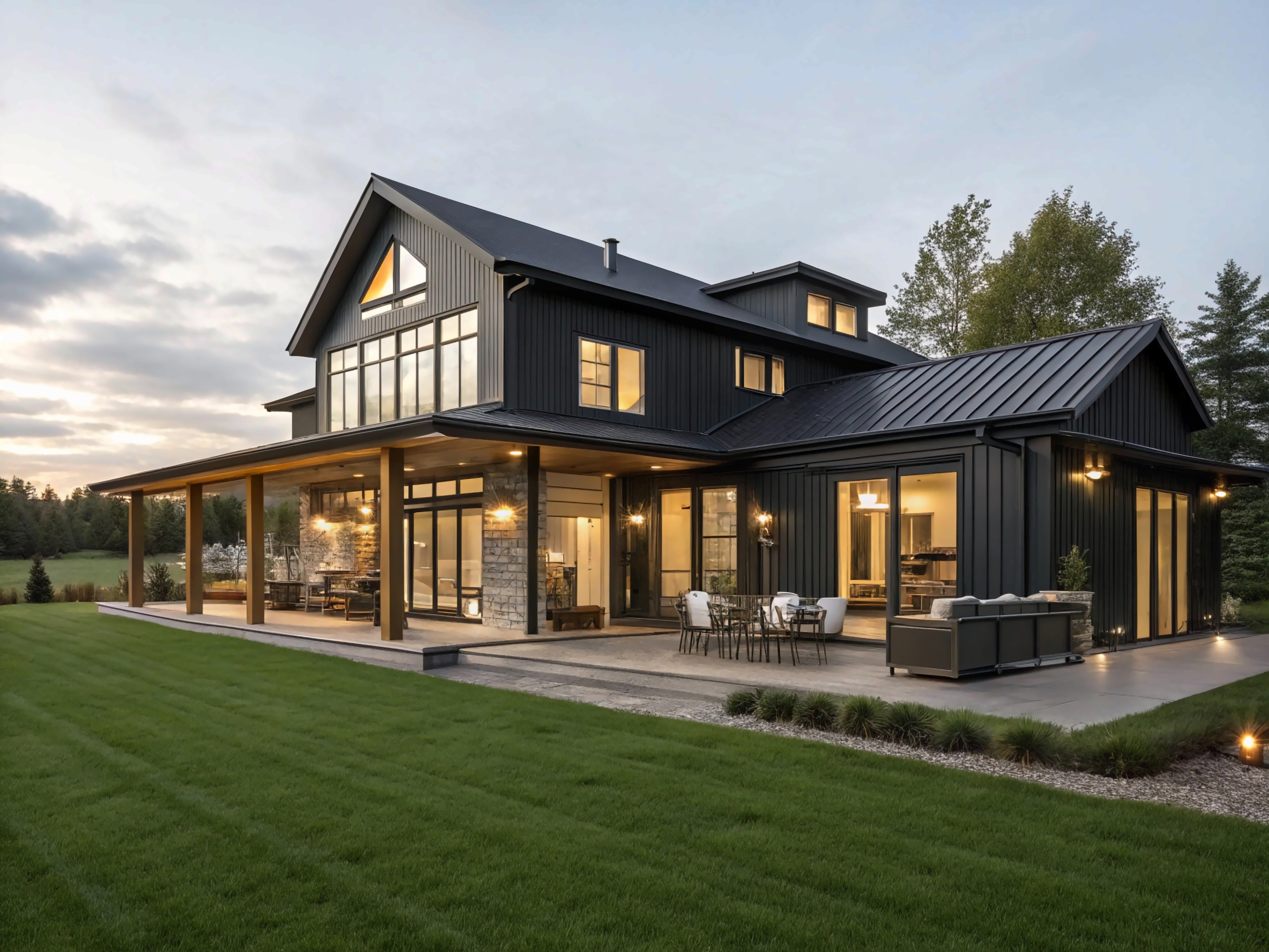 Dark house with a lot of windows