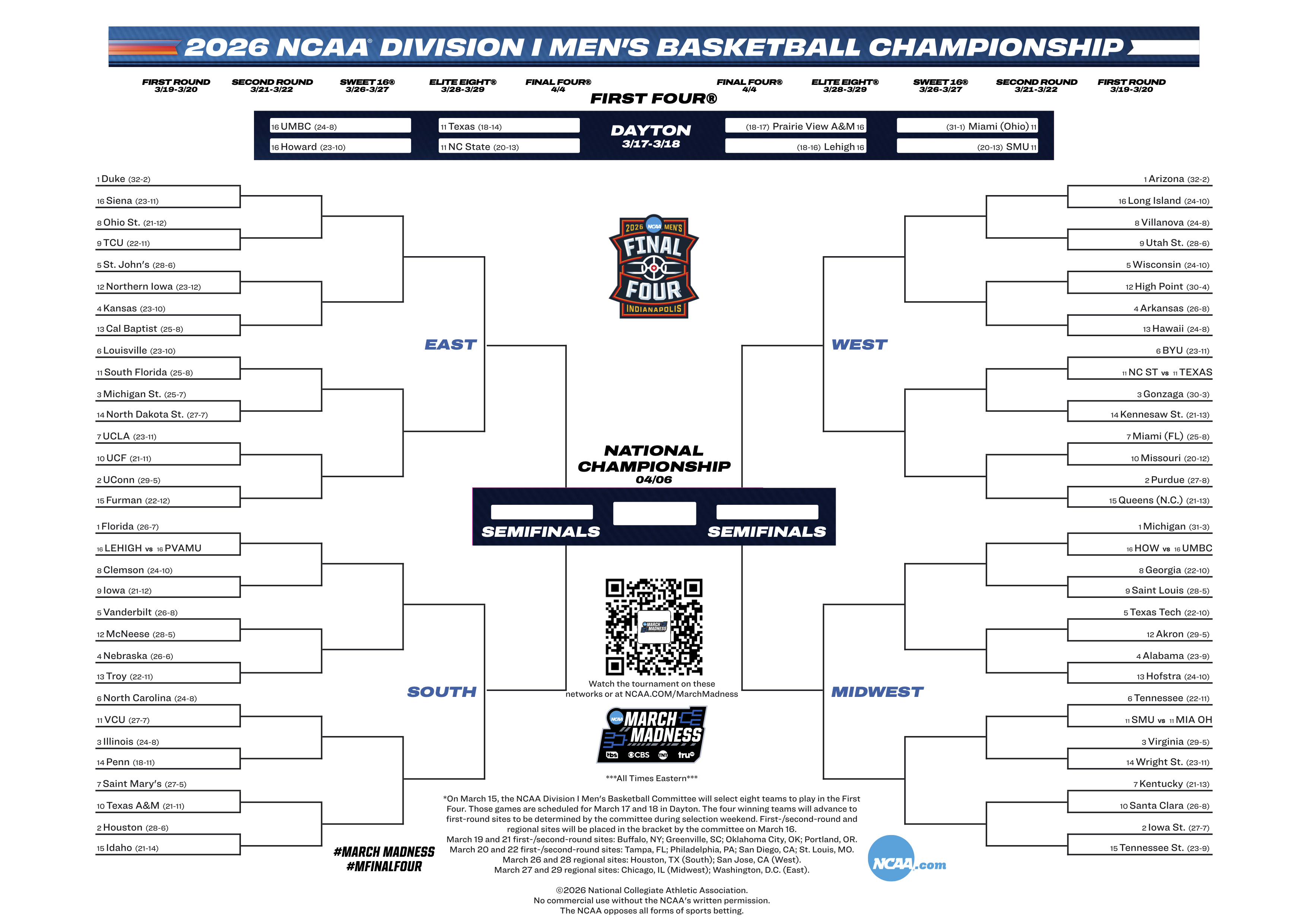 2026 NCAA Tournament Bracket