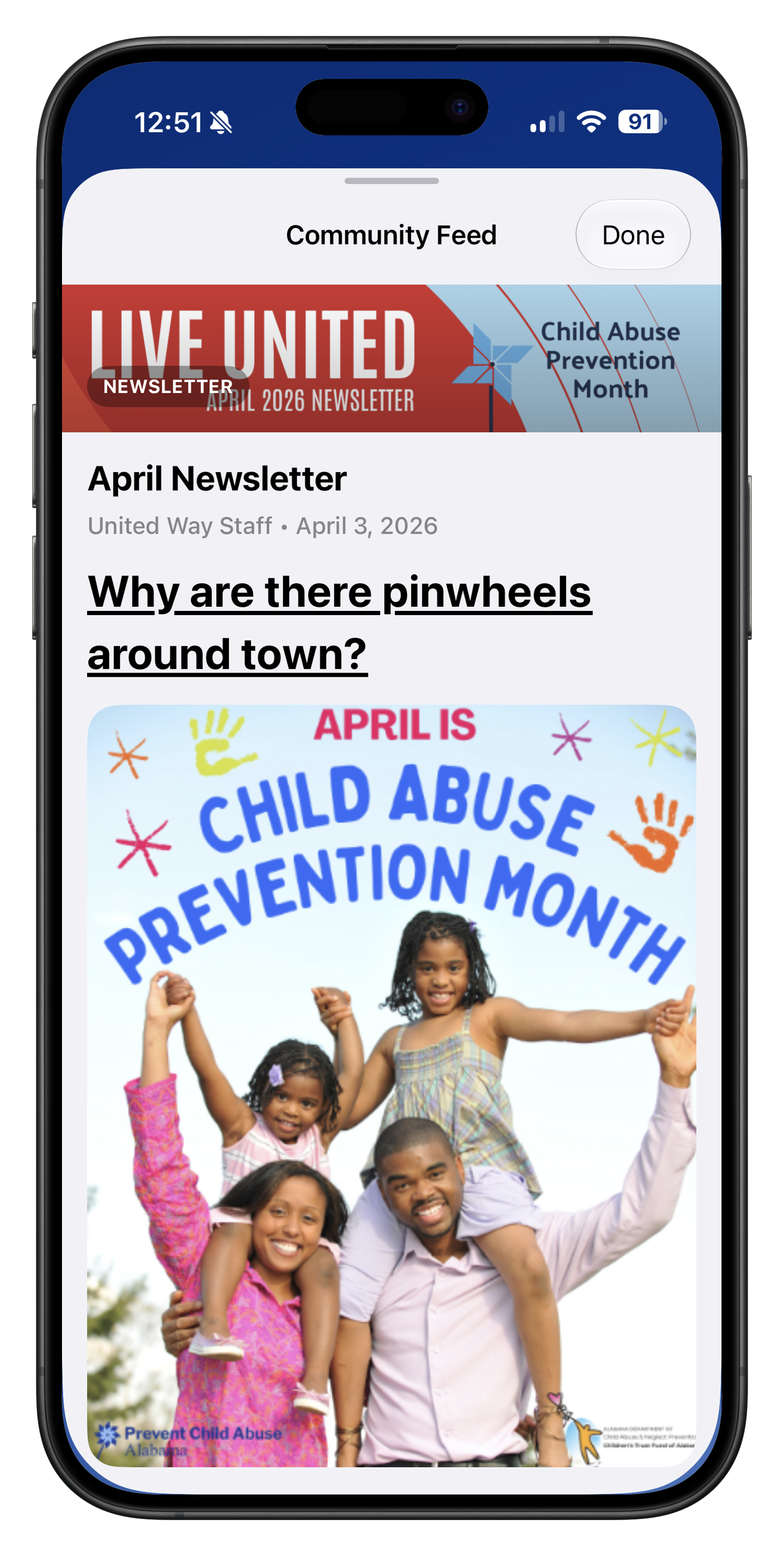 UWWA App Newsletter Screen