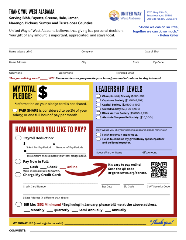 2026 UWWA Pledge Form