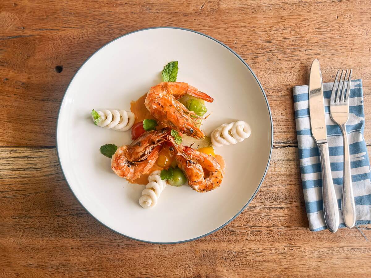 Grilled Prawn with Mashed Taro