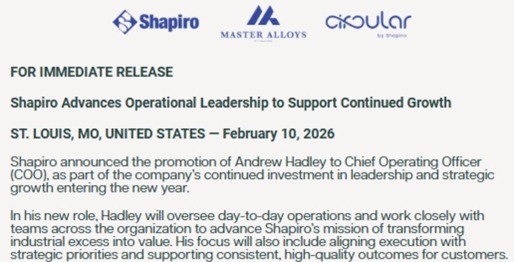 Shapiro Advances Operational Leadership to Support Continued Growth