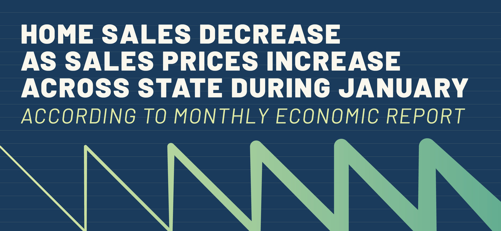Home Sales Decrease As Sales Prices Increase Across State During January According To Monthly Economic Report